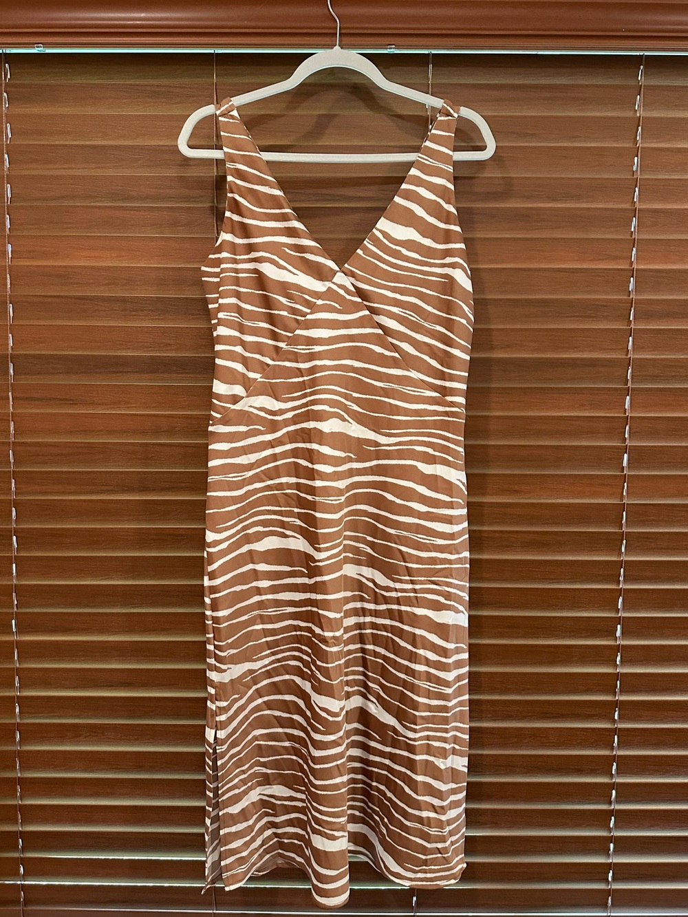 a new day Brown and Cream Zebra-Print Midi Dress